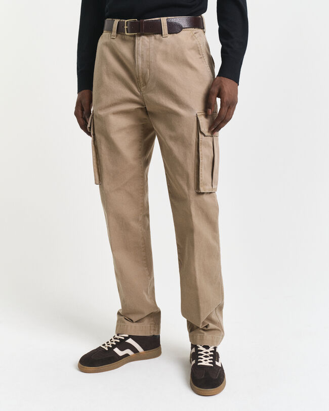 Regular fit cargobyxor i twill