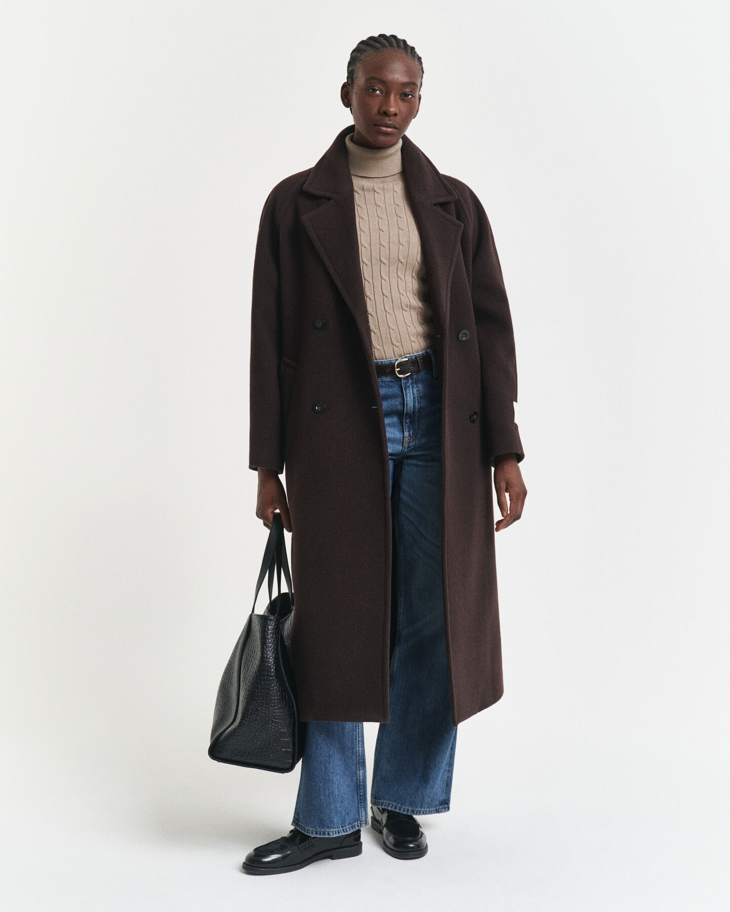 Kabelstickad polotröja i bomullsstretch