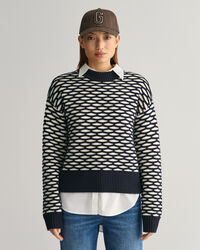 Intarsiastickad tr&ouml;ja med rund hals