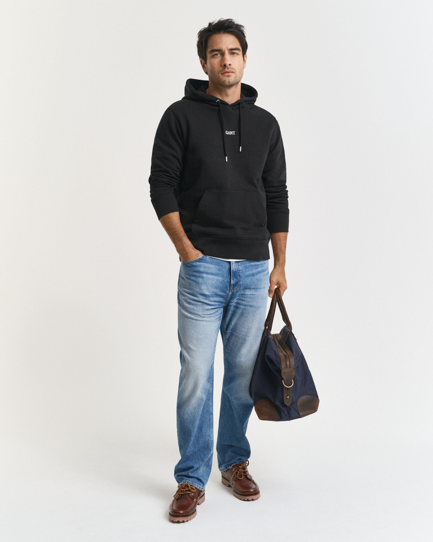 Hoodie med litet tryck