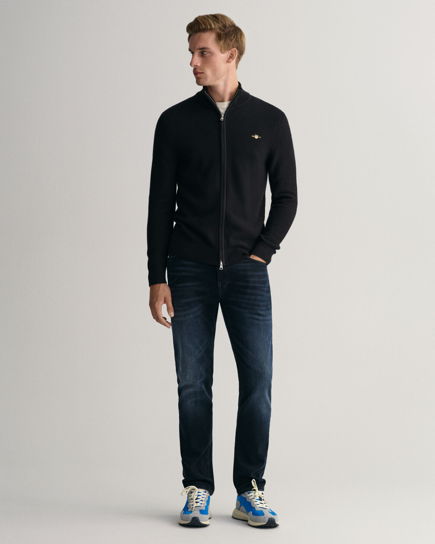 Bomullscardigan med struktur