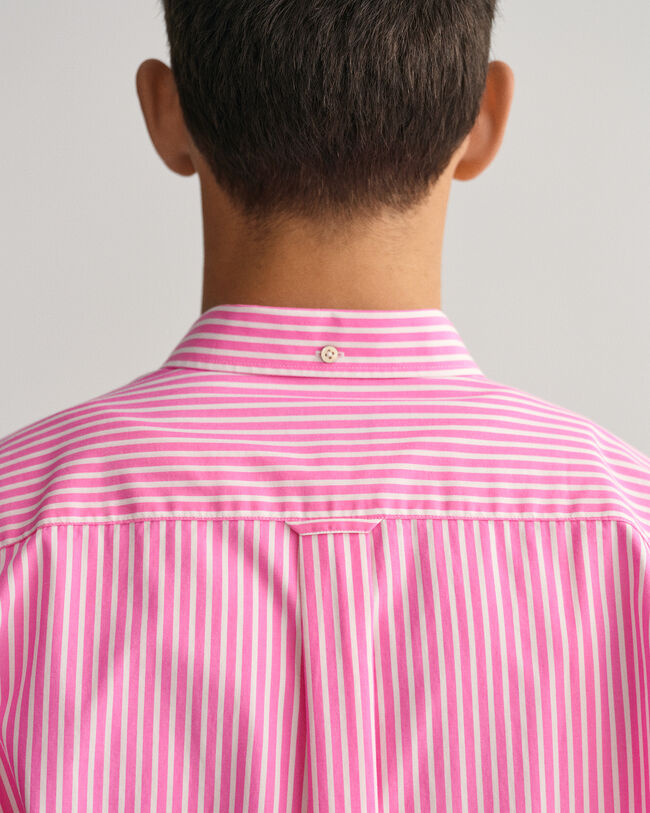 Regular fit randig kortärmad skjorta i bomullspoplin