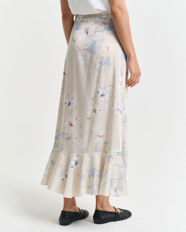 Blommig omlottkjol med volang