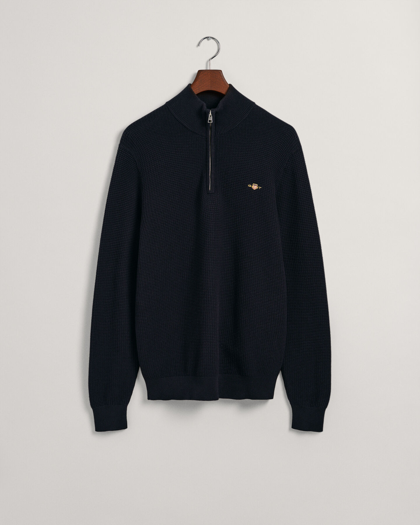 Half-zip bomullströja med struktur