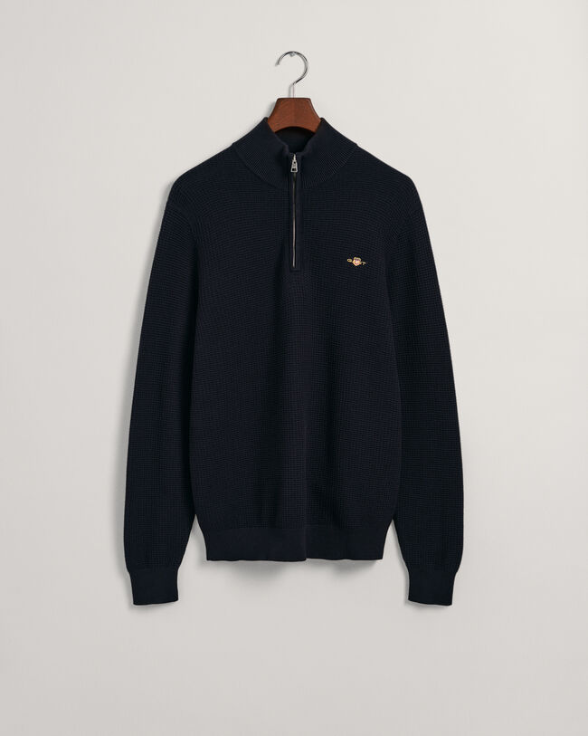 Half-zip bomullströja med struktur