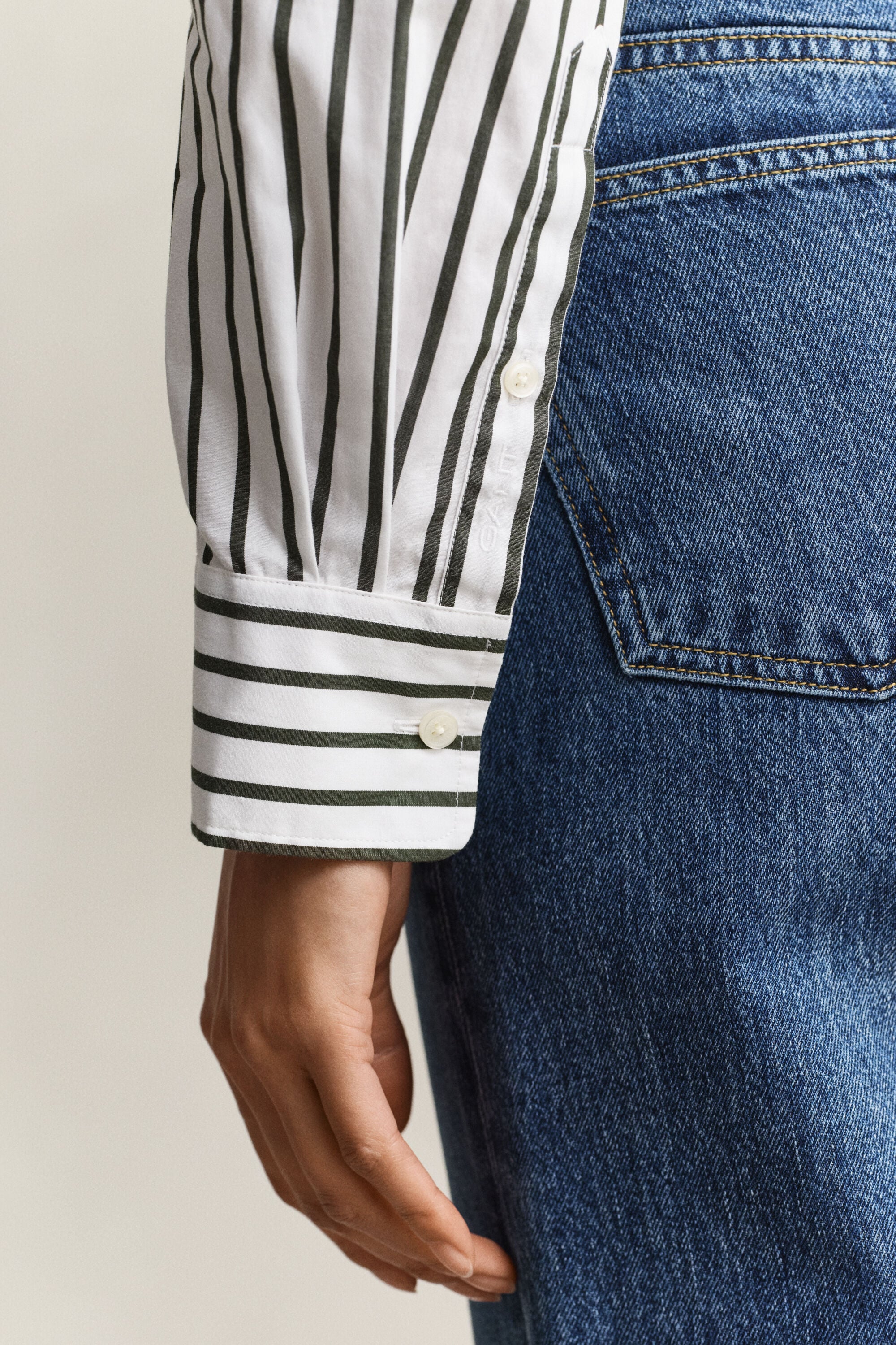Relaxed fit randig klassisk poplinskjorta
