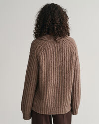 Ribbstickad pikétröja i ull