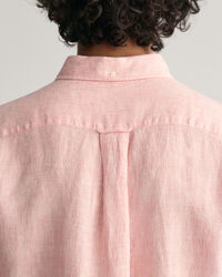 Regular fit randig kortärmad linneskjorta