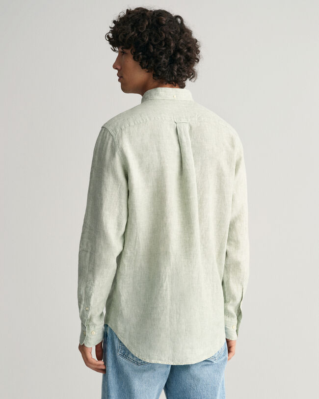 Regular fit randig linneskjorta