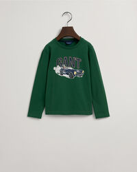 Boys Driving Dog l&aring;ng&auml;rmad t-shirt