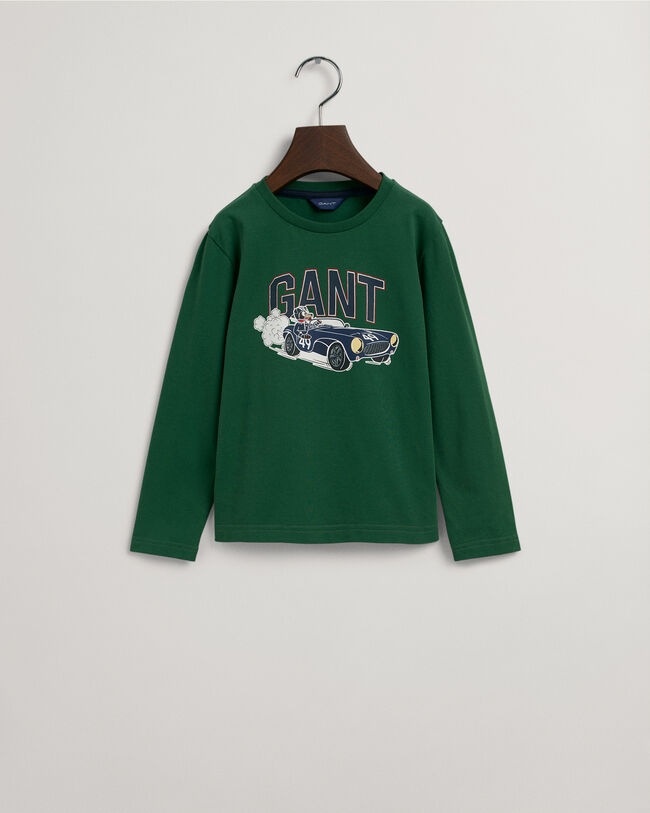 Boys Driving Dog l&aring;ng&auml;rmad t-shirt