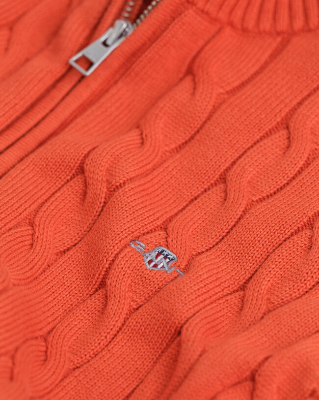 Teens kabelstickad tröja i bomull med half-zip