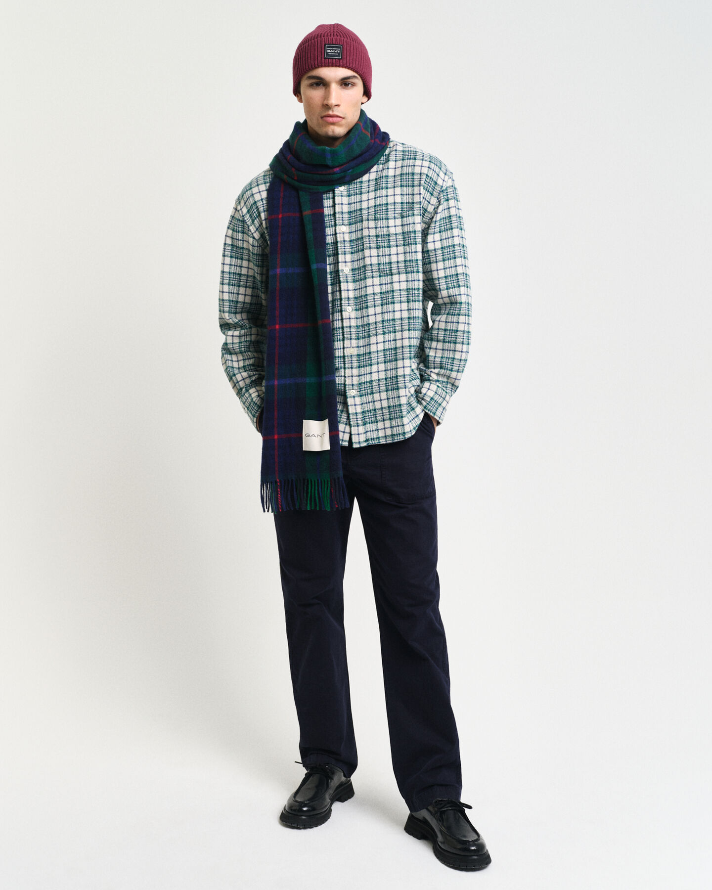 Oversized rutig skjorta med struktur