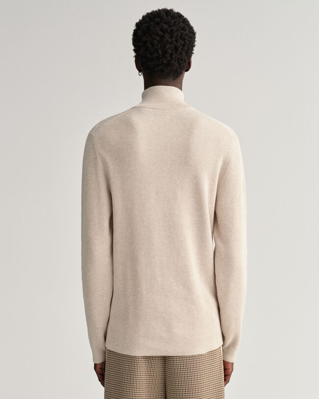 Ribbstickad half-zip tr&ouml;ja