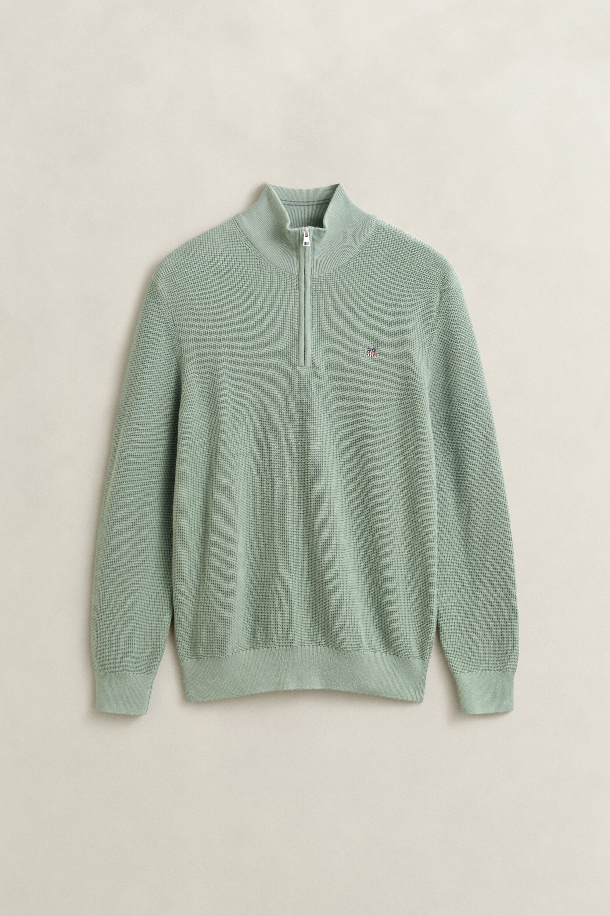 Bomullströja med struktur och half-zip