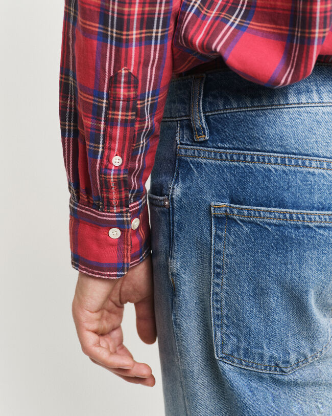 Relaxed fit skotskrutig skjorta