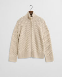 Kabelstickad kofta med dragkedja