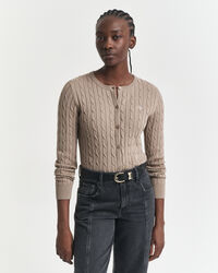 Kabelstickad kofta i bomullsstretch