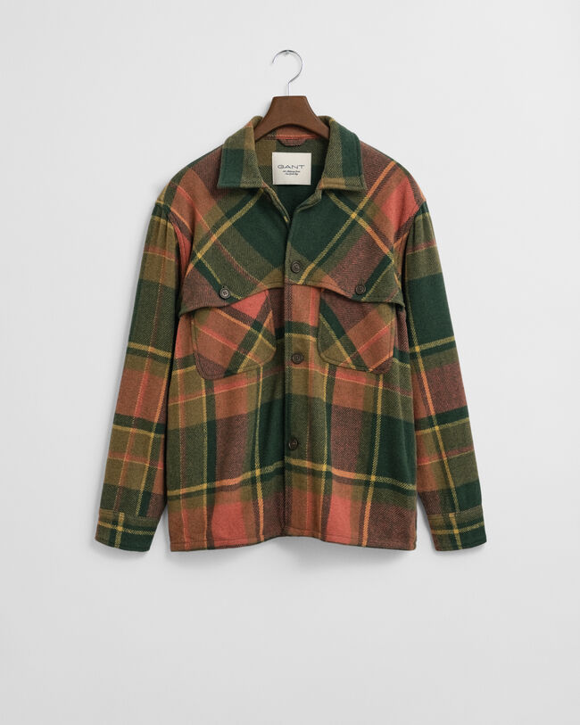 Relaxed fit rutig skjorta i tjock ull