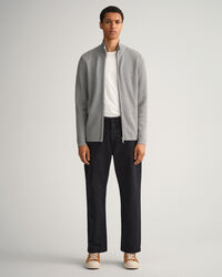 Ribbstickad tr&ouml;ja med dragkedja