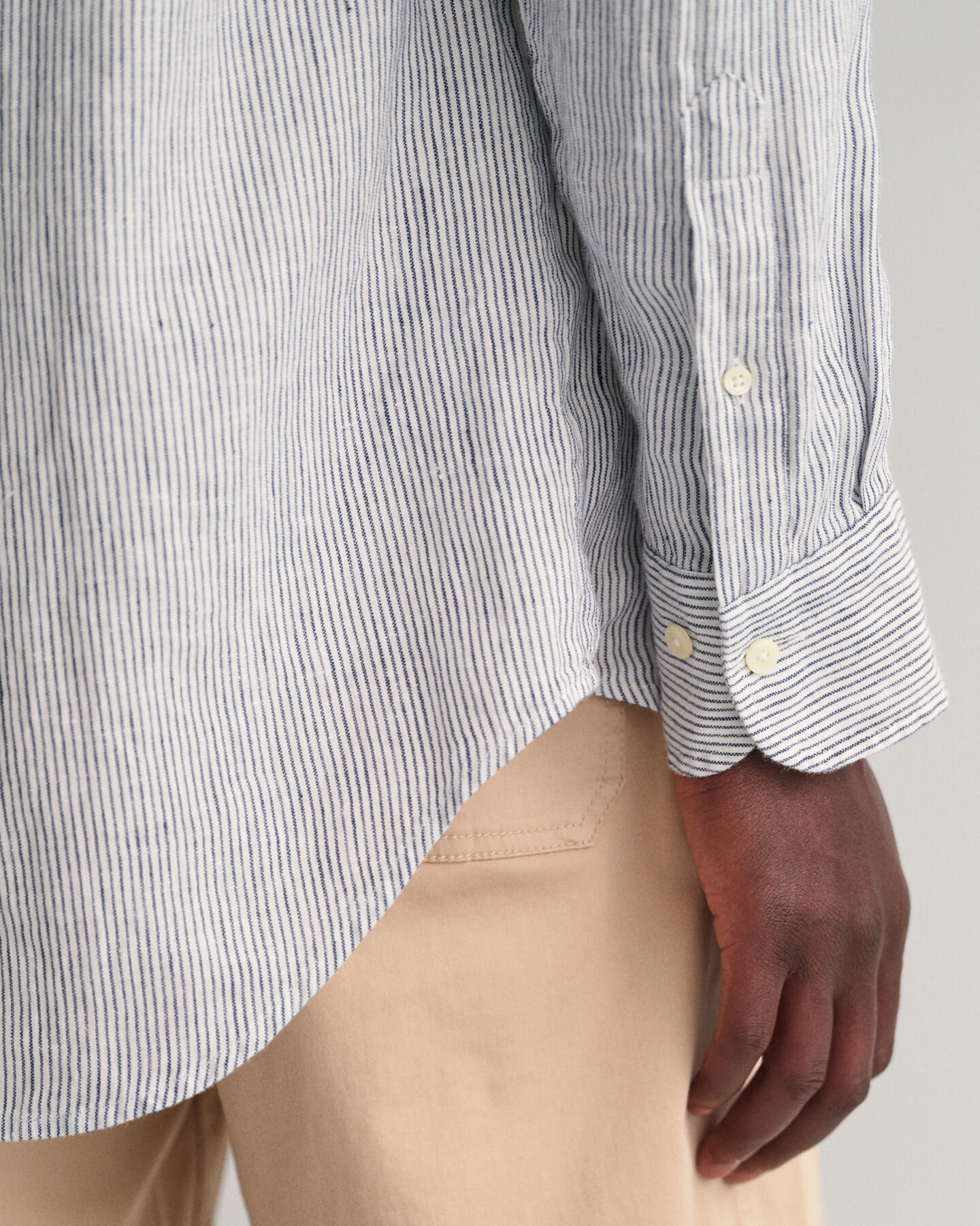 Regular fit randig linneskjorta