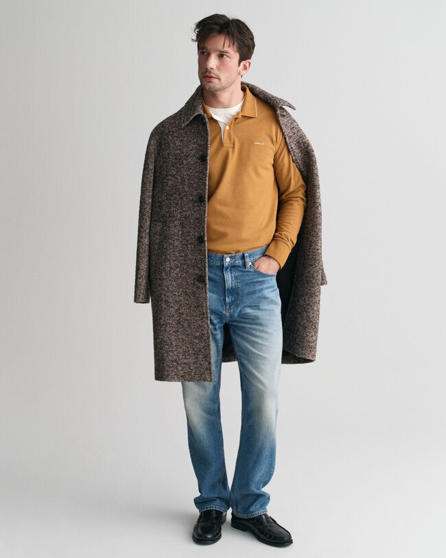 Långärmad pikétröja med strukturkrage