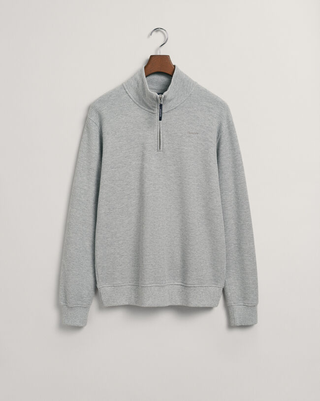 Waffle Texture half-zip sweatshirt