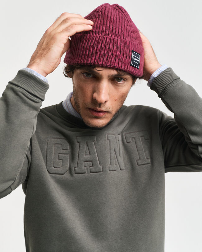 Rundhalsad sweatshirt med pr&auml;glat tryck