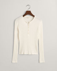 Ribbstickad långärmad farfarströja