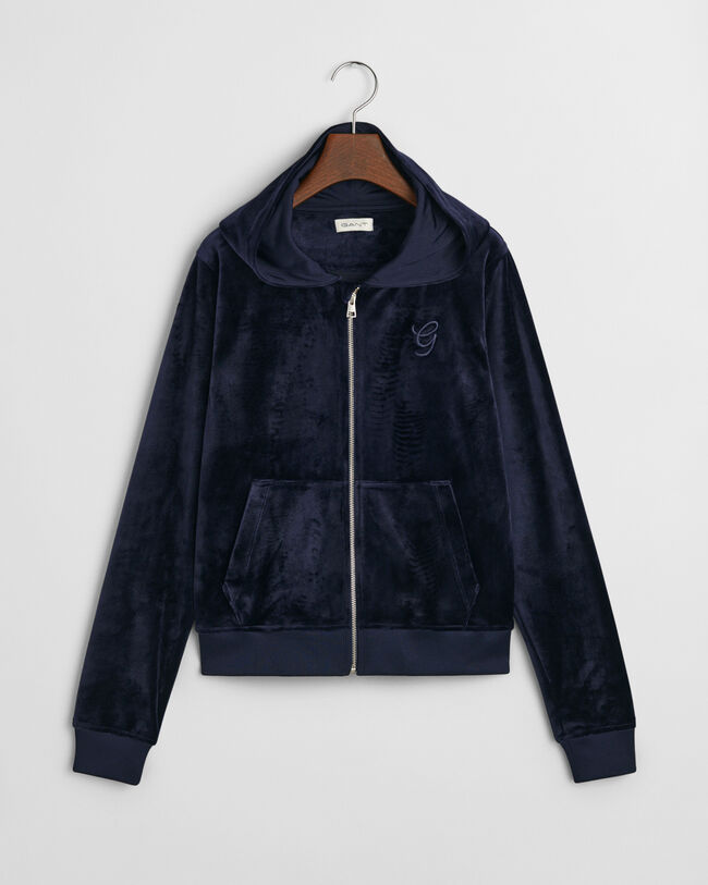 Teen Girls hoodie i velour med dragkedja