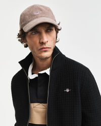 Bomullscardigan med struktur och dragkedja