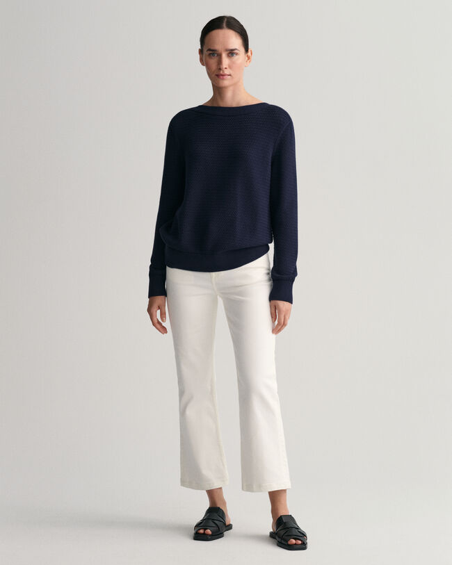 Cropped färgade jeans med vida ben