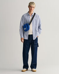 Oversized randig poplinskjorta