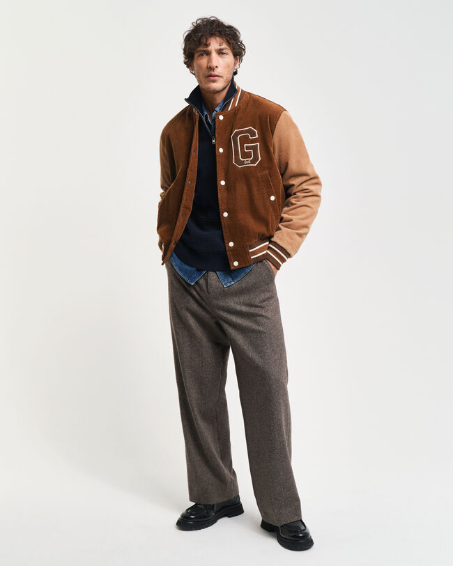 Bomullstr&ouml;ja med struktur och halv dragkedja