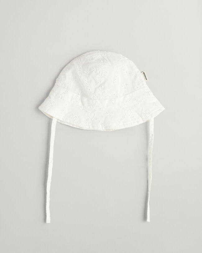 Baby solhatt med broderie anglaise