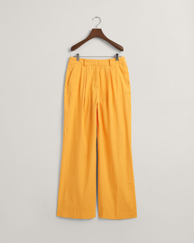 Relaxed fit v&auml;lskurna byxor i stretchigt linne