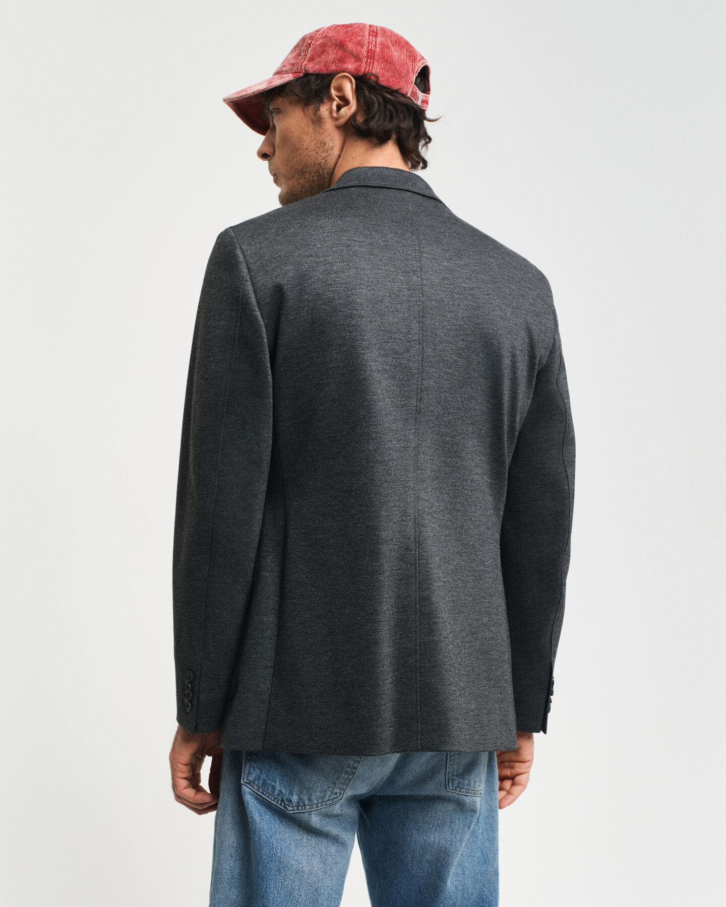 Kavaj i tv&aring;f&auml;rgad jerseytwill