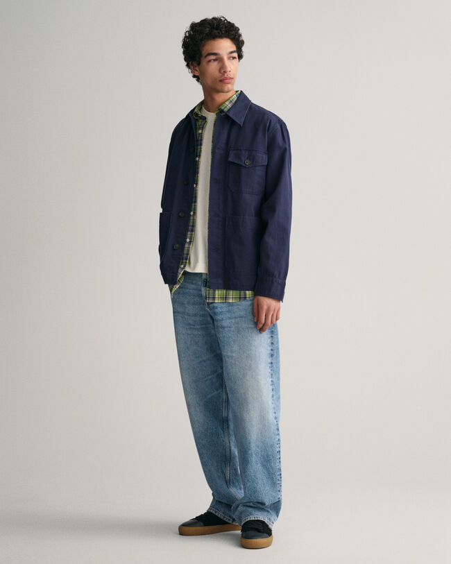 Regular fit poplinskjorta med mellanstora rutor