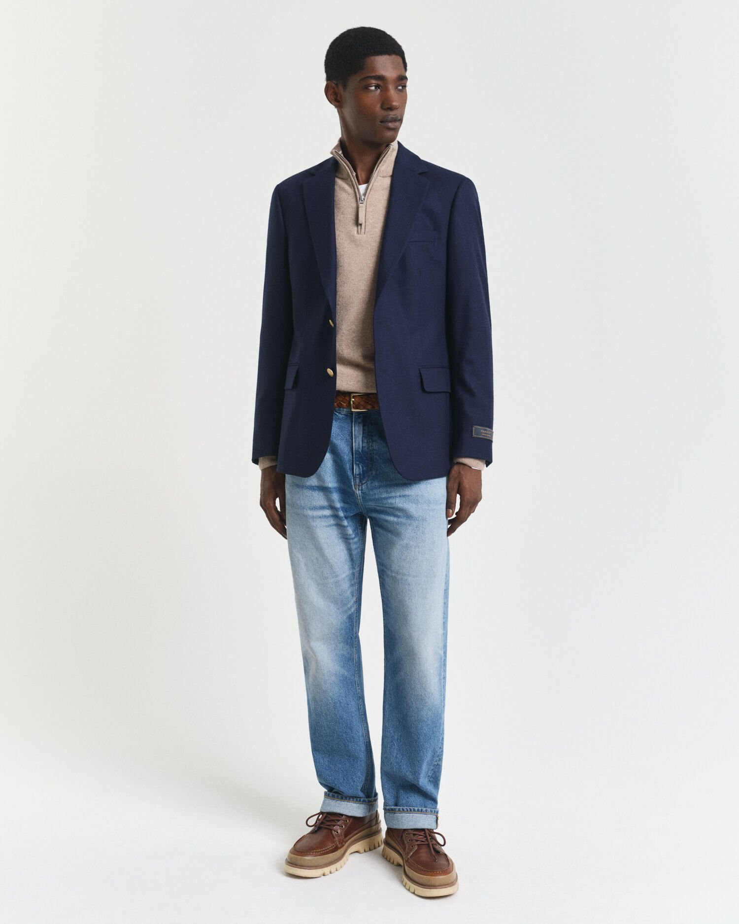 Tröja i superfin lammull med half-zip