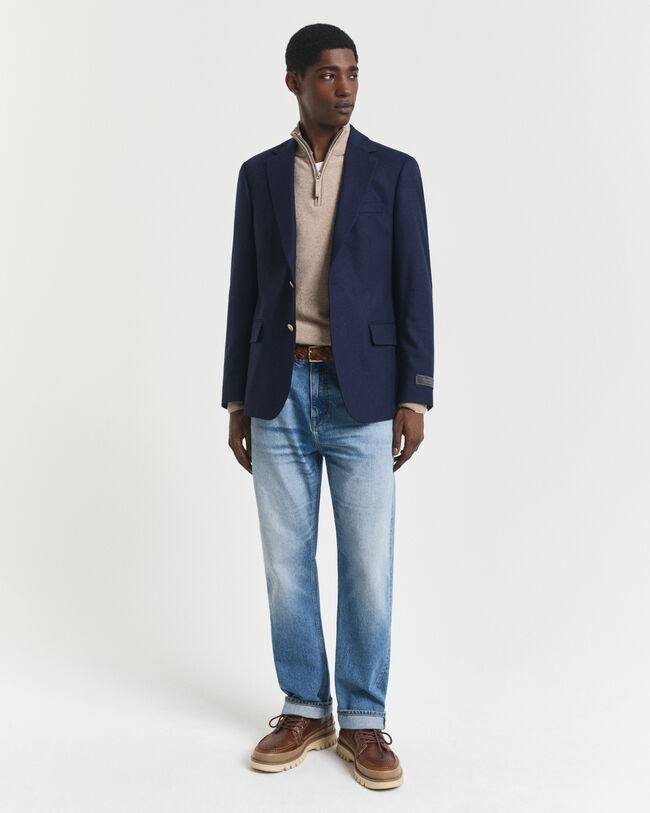 Tröja i superfin lammull med half-zip