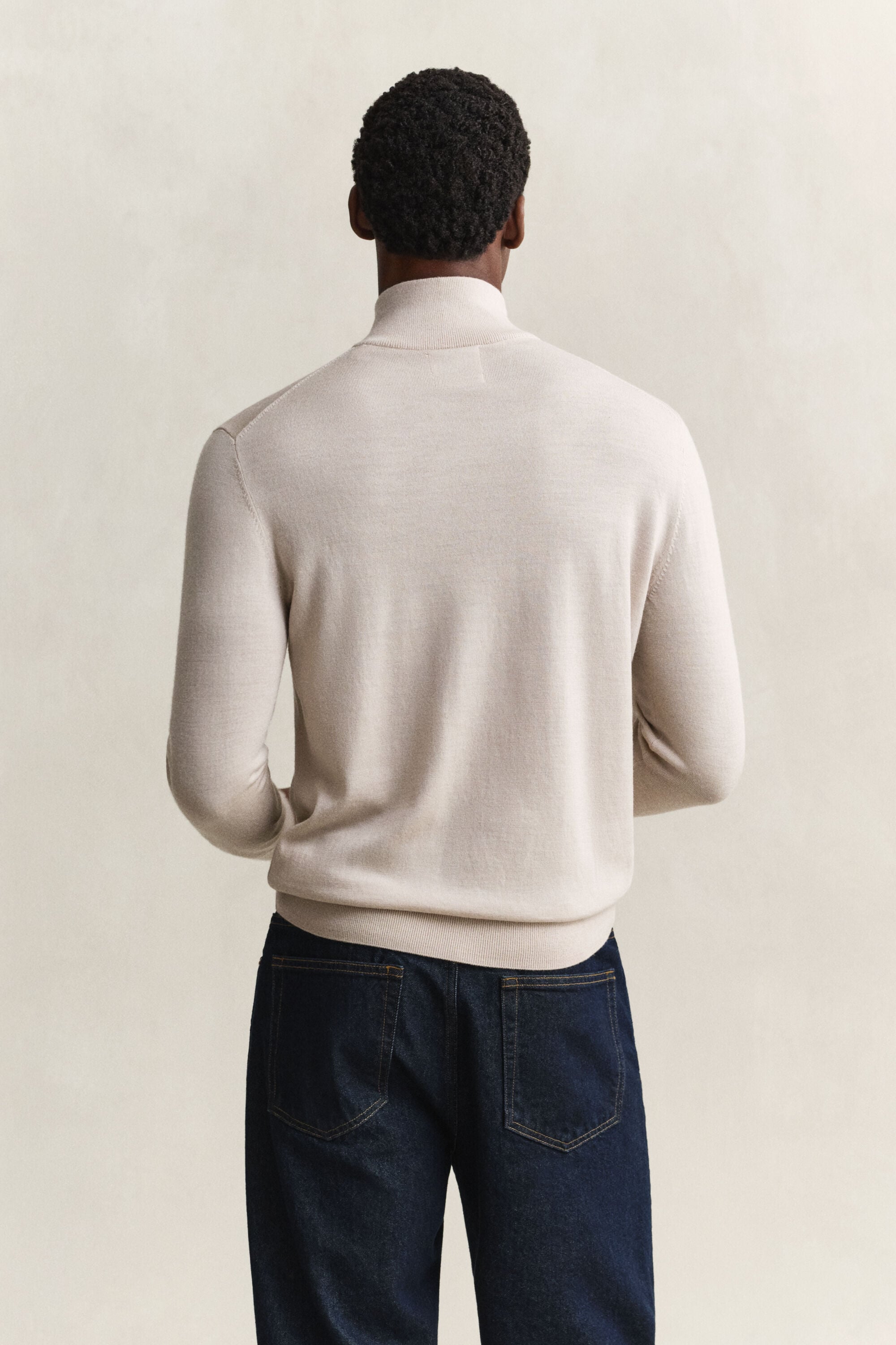 Tröja med half-zip i merinoull