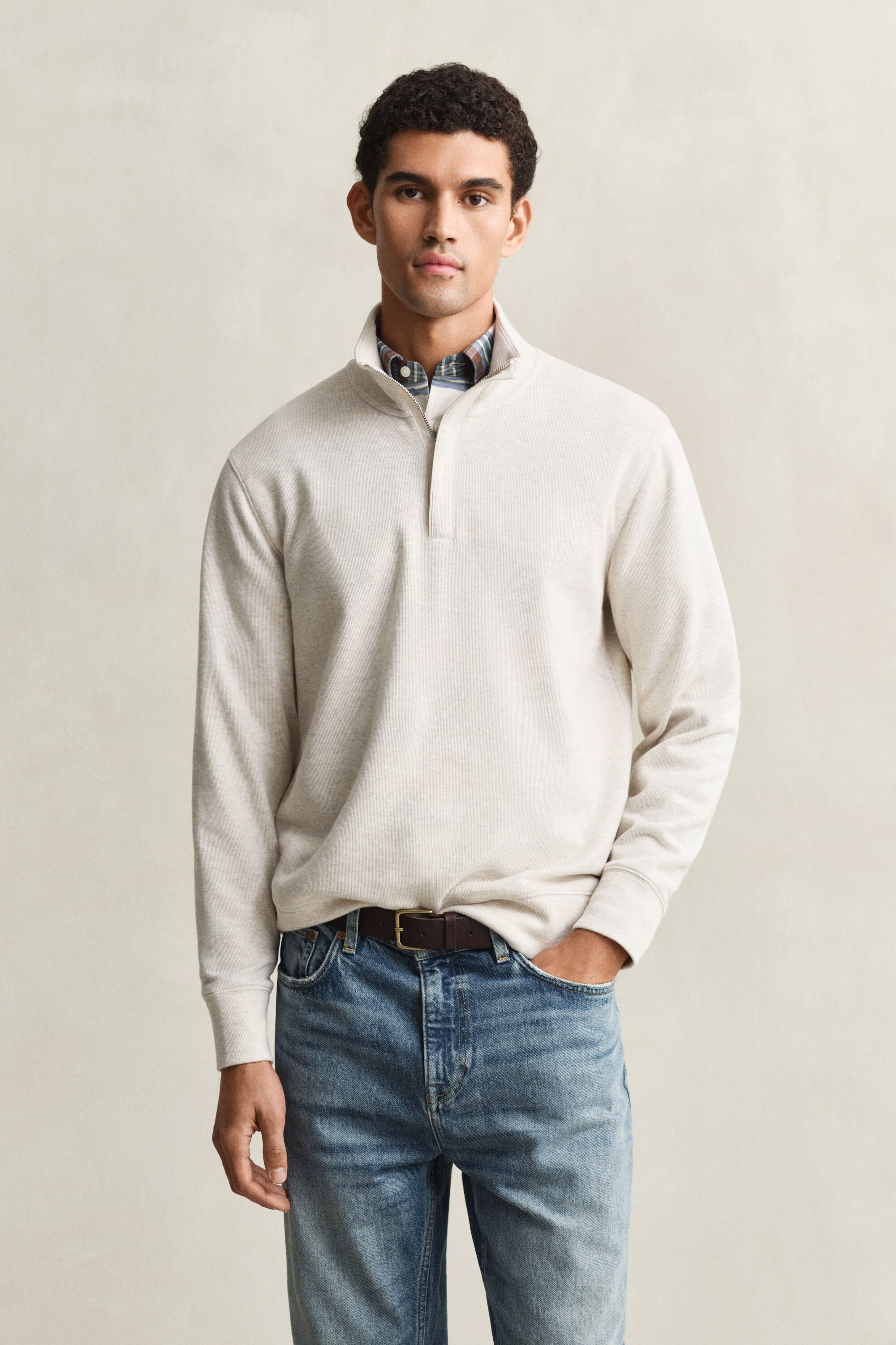 Sacker Rib sweatshirt med half-zip