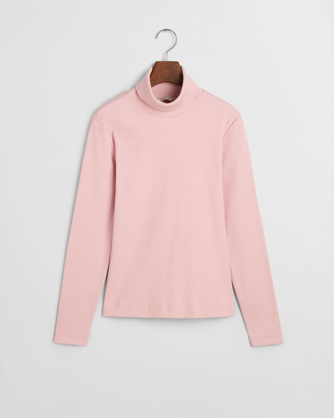 Ribbstickad långärmad polotröja