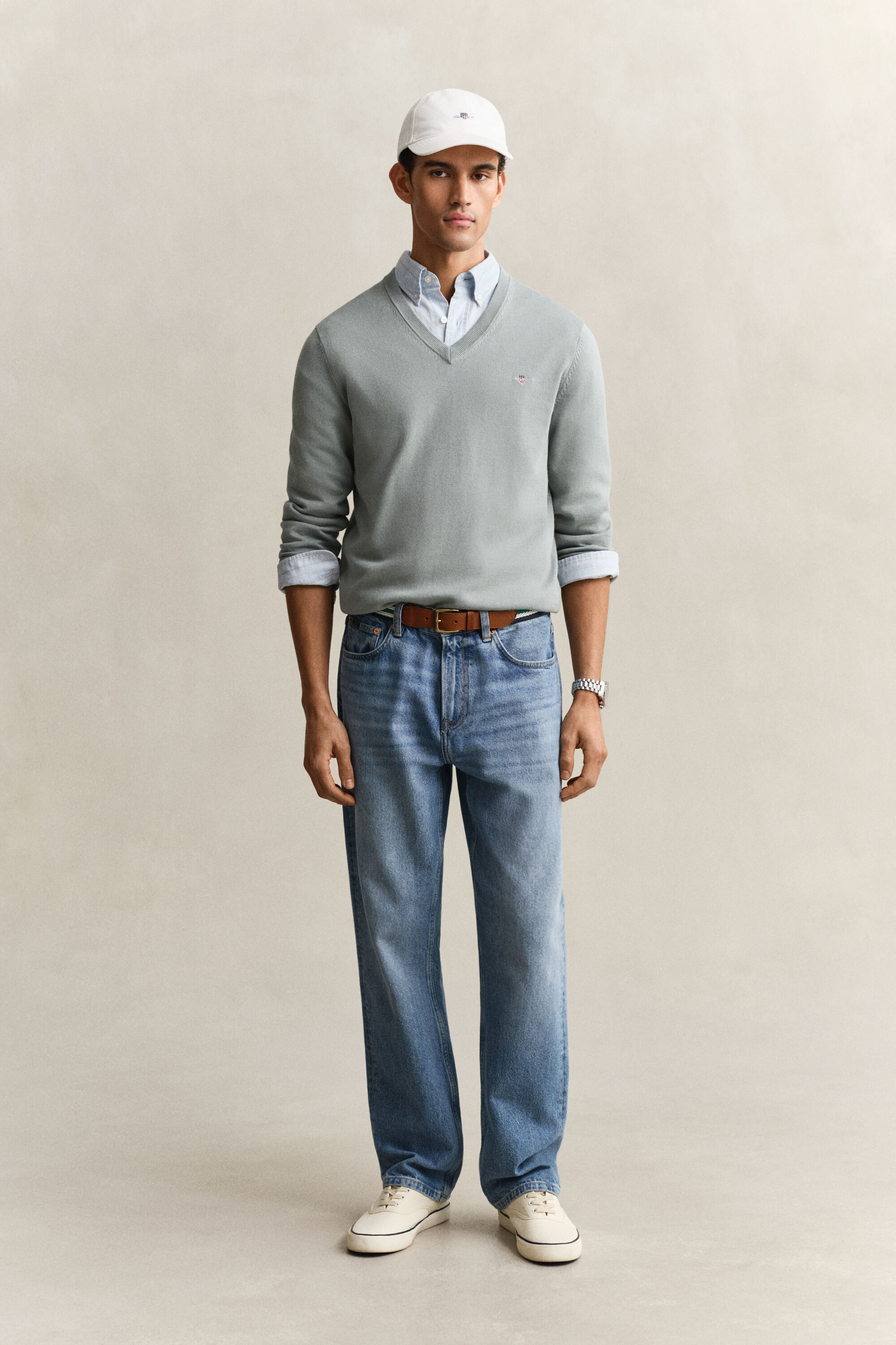 Klassisk V-ringad bomullströja