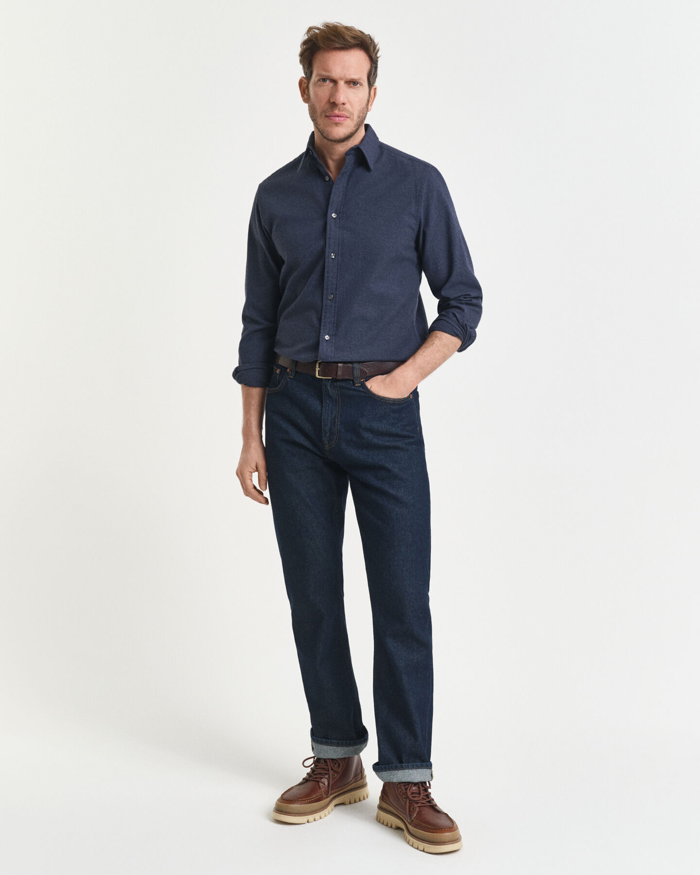 Regular fit melerad flanellskjorta