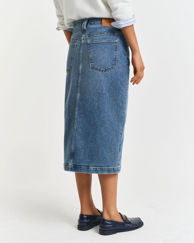 Midikjol i denim