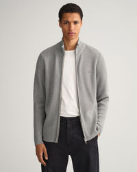 Ribbstickad tr&ouml;ja med dragkedja