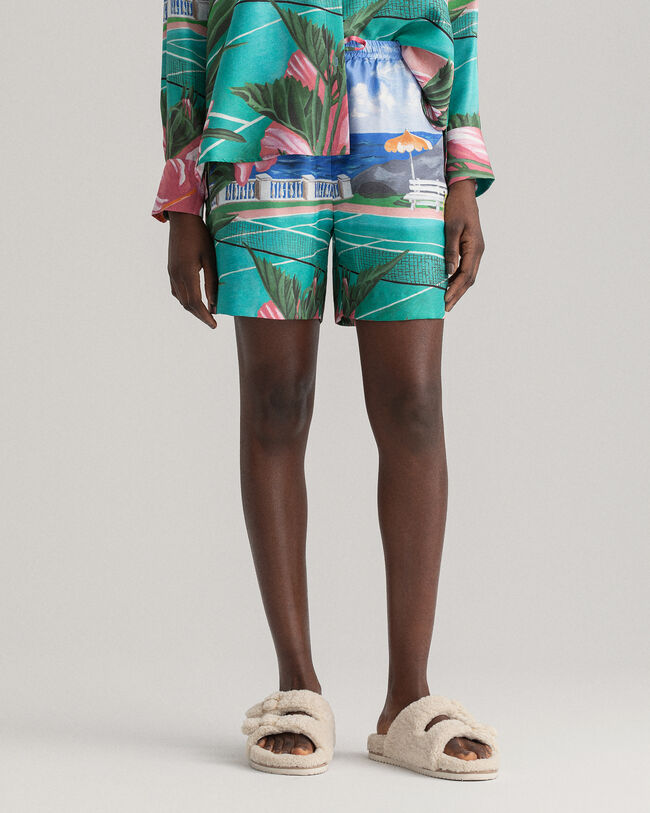 Scenery Print shorts med dragsko