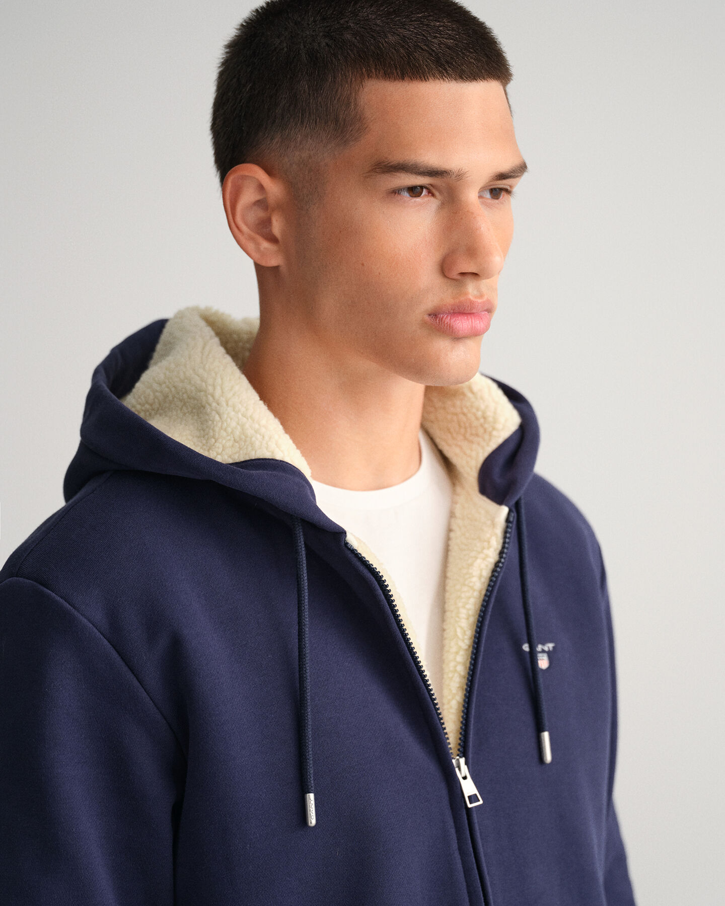 Sherpa-fleecehoodie med dragkedja