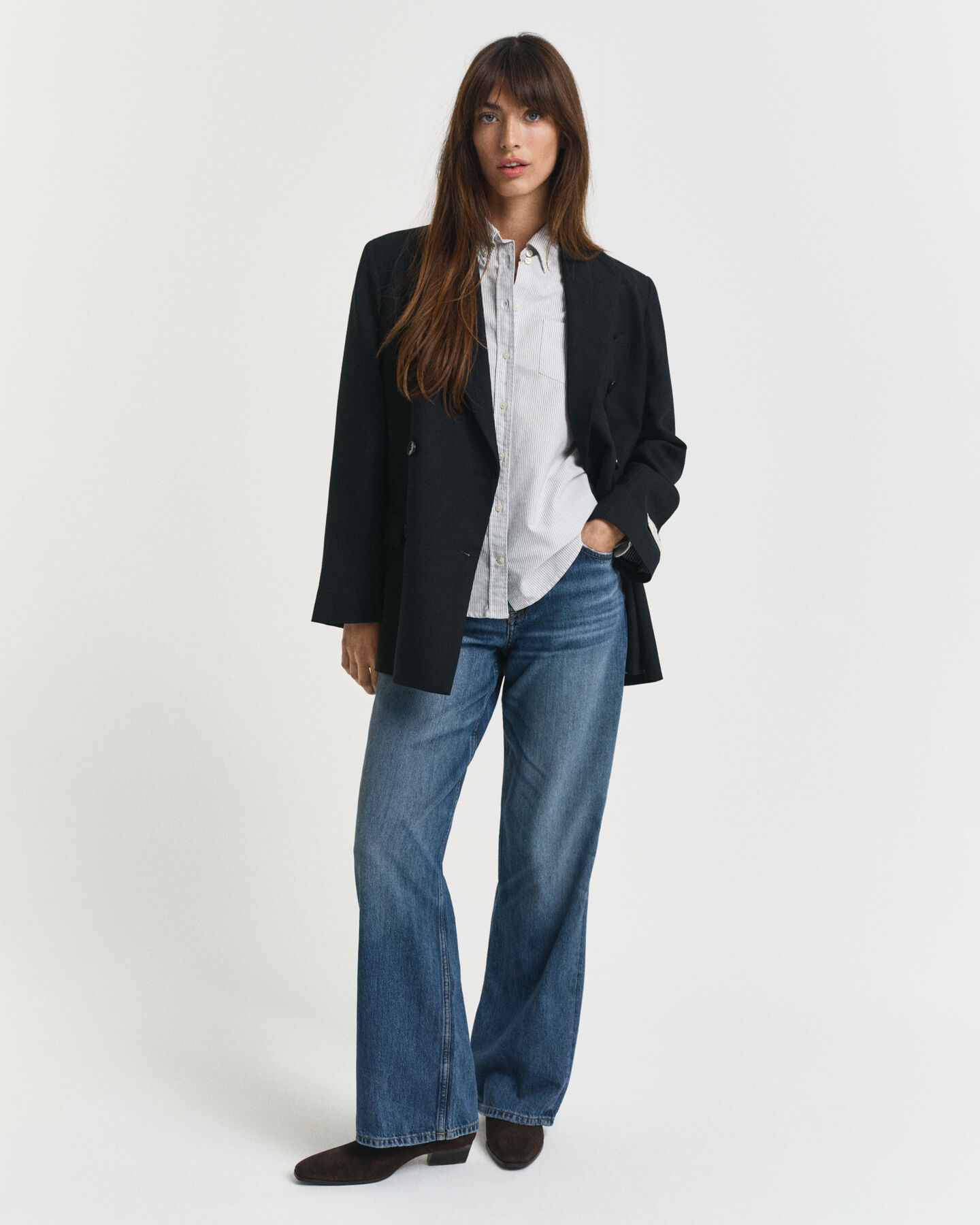 Regular fit klassisk rutig oxfordskjorta